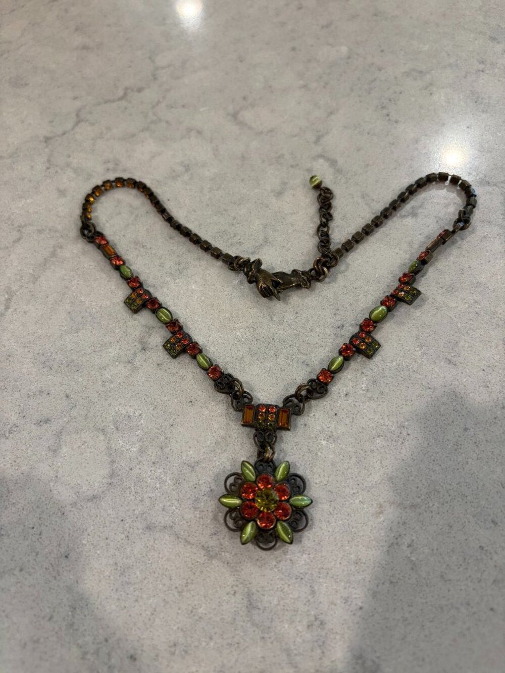 Vintage La Contessa by Mary DeMarco Rhinestone Floral Statement Necklace with Ic
